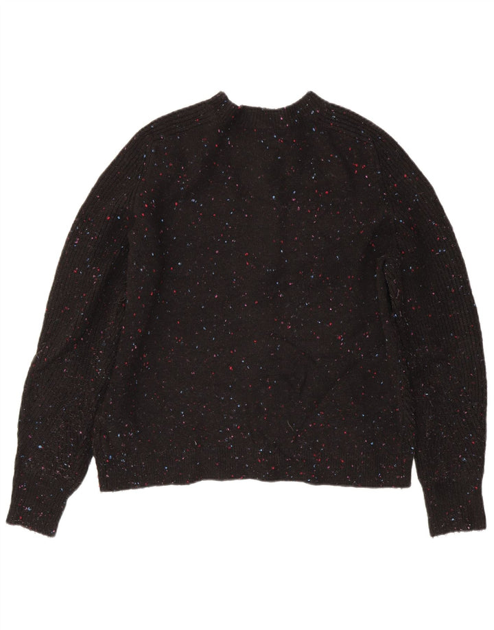 Marks & Spencer Damski sweter rozpinany UK 14 Średni czarny nakrapiany akryl