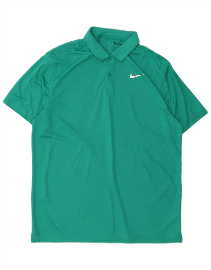 Męska koszulka polo NIKE Dri Fit, duża, zielona, z poliestru