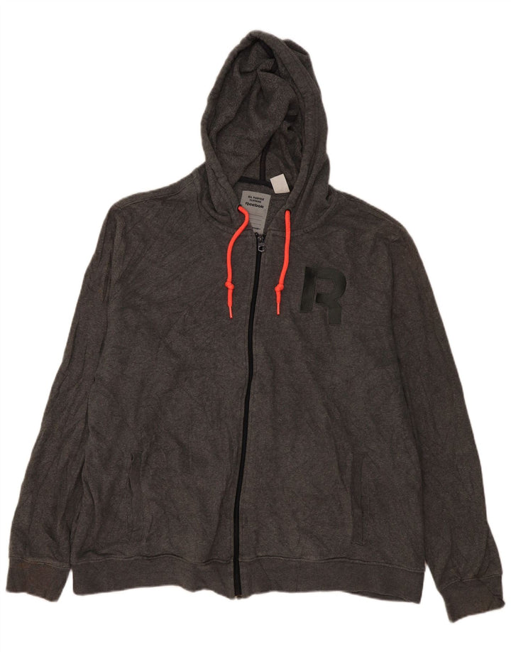 Męski sweter Reebok z grafiką i zamkiem błyskawicznym 2XL w kolorze szarym