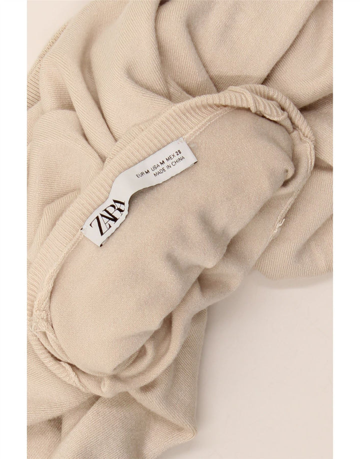 ZARA Womens Roll Neck Jumper Sweater UK 12 Medium Beige Viscose Vintage Zara and Second-Hand Zara from Messina Hembry 