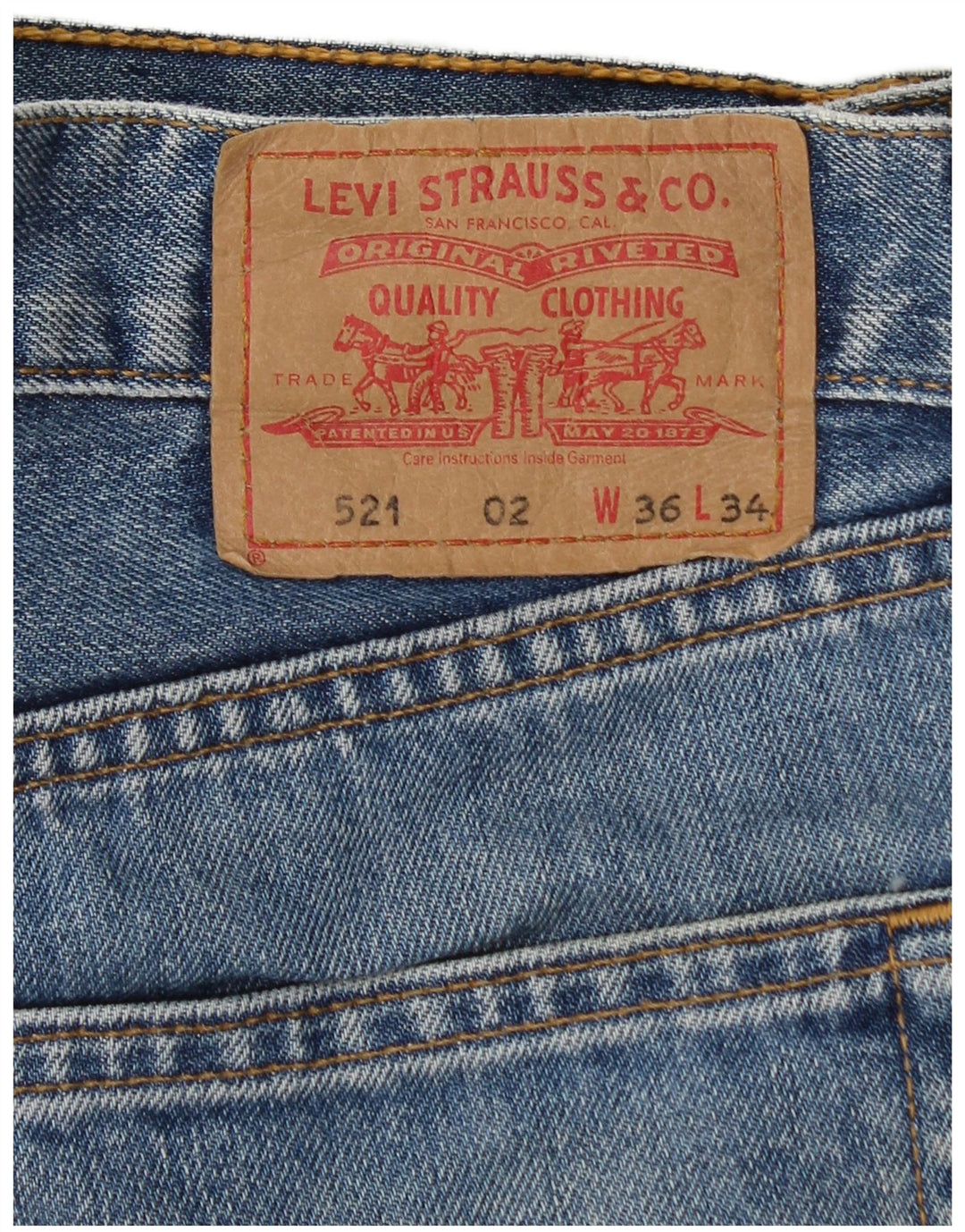 Męskie jeansy LEVI'S 521 z wysokim stanem W36 L30, niebieska bawełna