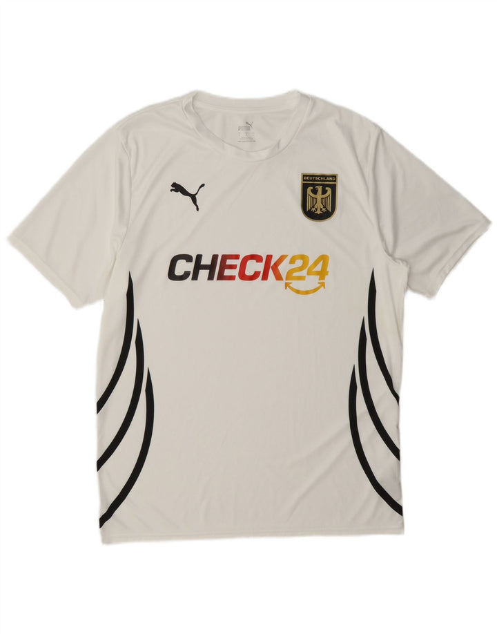 Męska koszulka Puma Deutshland z grafiką, duża, biała, poliestrowa