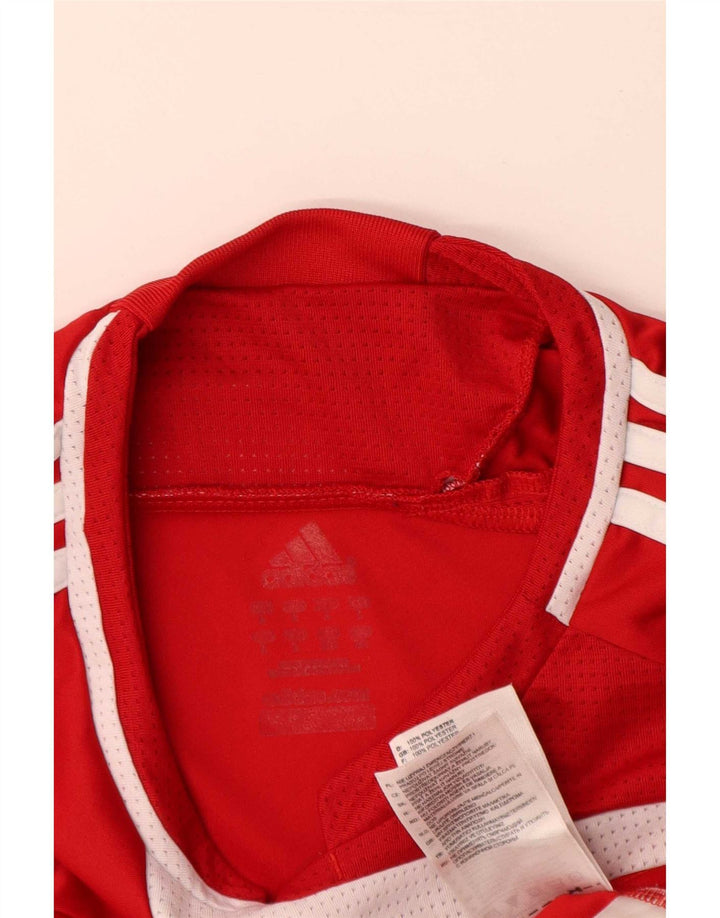 Adidas Męski T-shirt Top Duży Czerwony Poliester z blokami kolorów