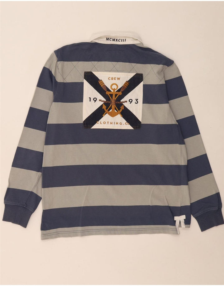 CREW ODZIEŻ Męska koszulka polo do rugby z długim rękawem i grafiką, w duże szare paski