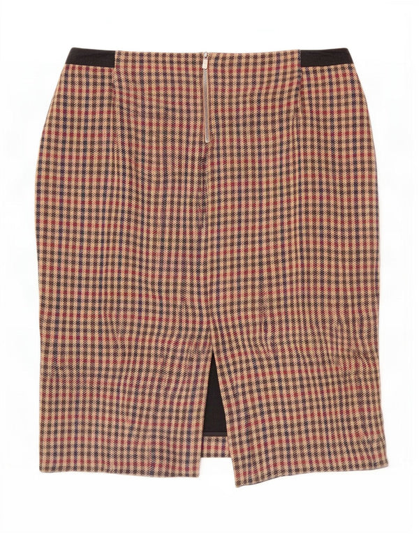 Damska spódnica ołówkowa Austin Reed UK 12 Medium W30 Brązowa bawełna w pepitkę