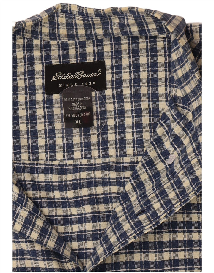 Męska koszula z krótkim rękawem Eddie Bauer XL w niebieską kratkę, bawełniana