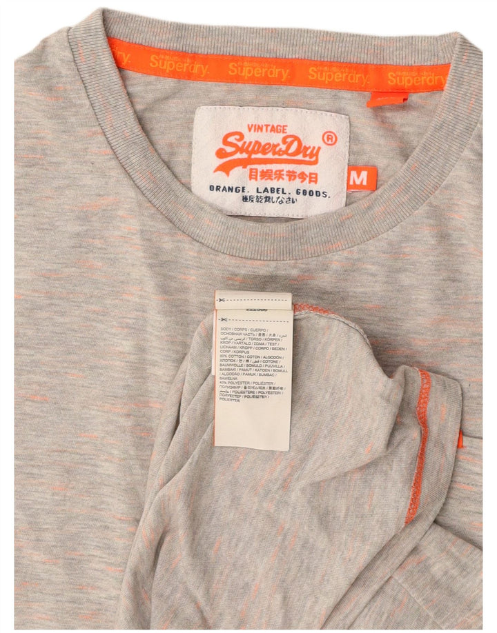 SUPERDRY Męski T-shirt Top Średniej Szarej Bawełny Nakrapianej
