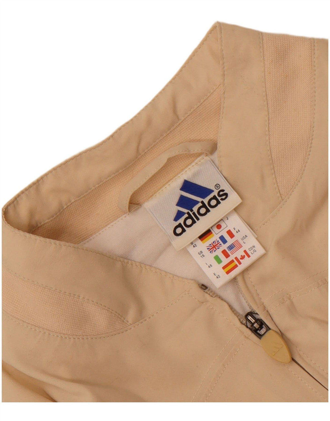 Damska kurtka bomberka Adidas Oversized UK 16, duża, beżowa, poliester