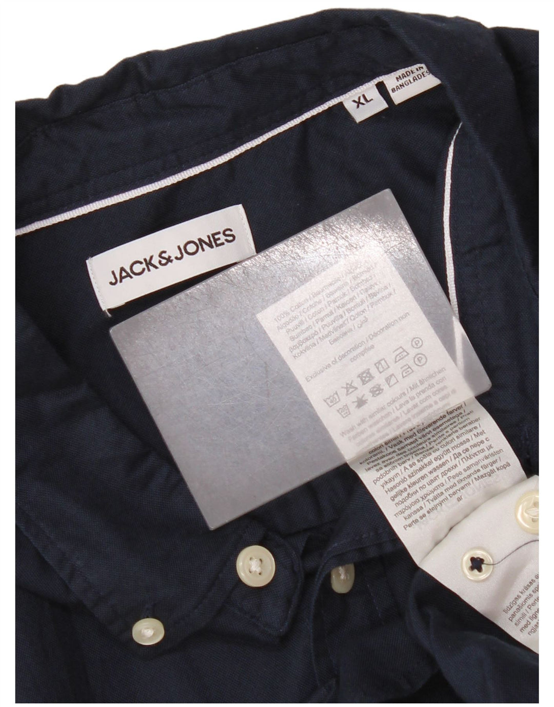 Koszula męska Jack & Jones XL, bawełniana, granatowa