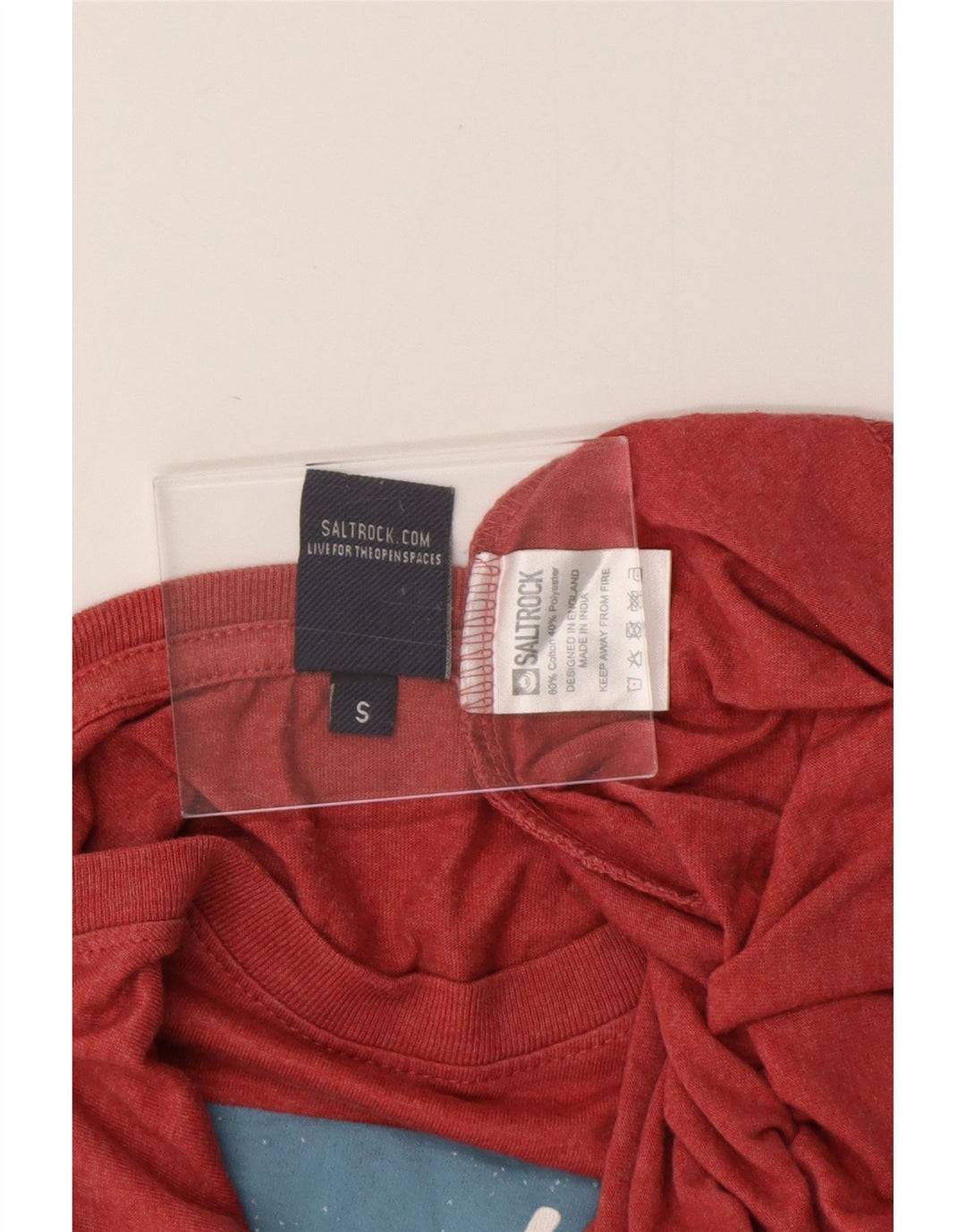 Męski T-shirt z grafiką SALTROCK, mały, czerwony, bawełniany