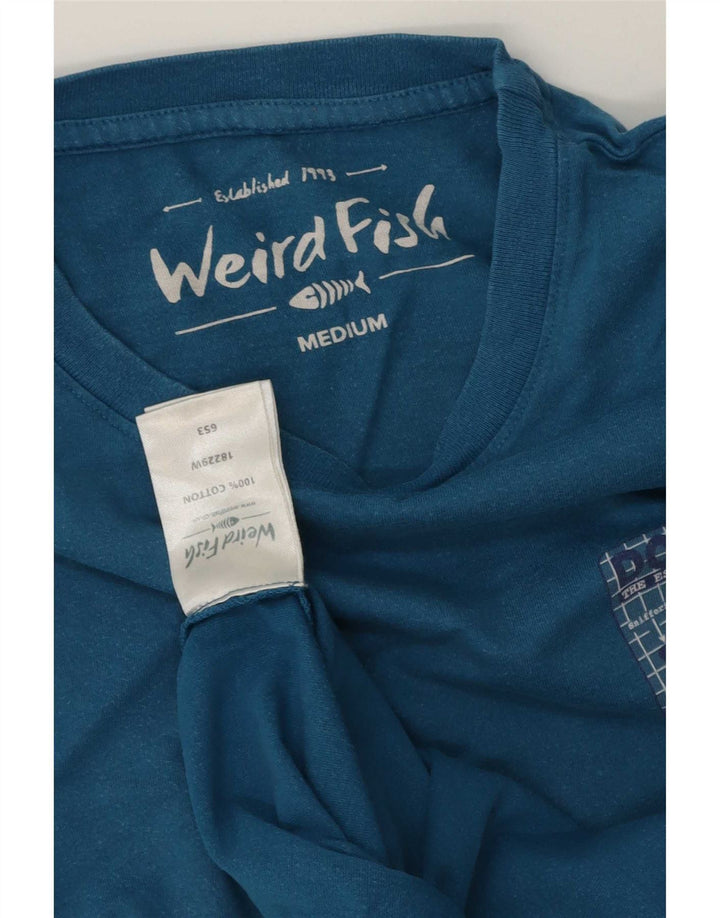 Męska koszulka z grafiką Weird Fish, średnia niebieska bawełna