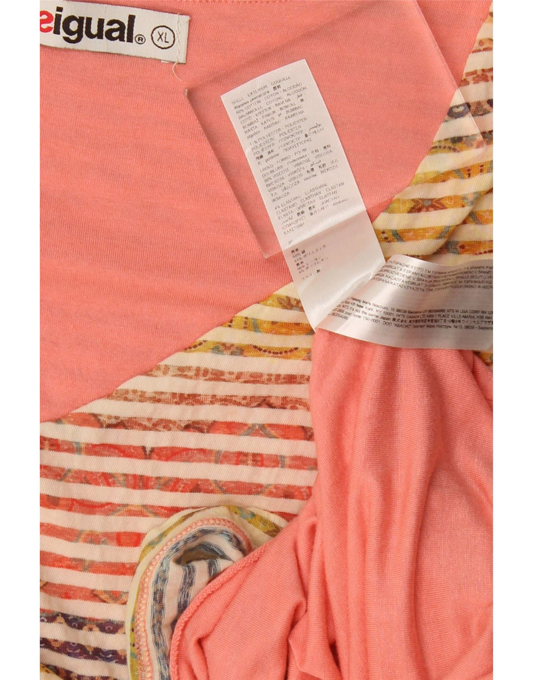 DESIGUAL Damska sukienka płaszczowa UK 18 XL, bawełniana w kolorowe paski