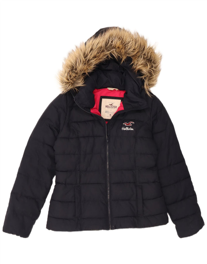 Damska ocieplana kurtka z kapturem Hollister UK 12, średni granatowy poliester