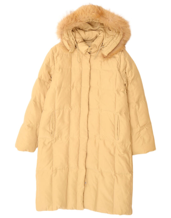 BRUGI Womens Hooded Padded Coat IT 44 Medium Beige Polyester