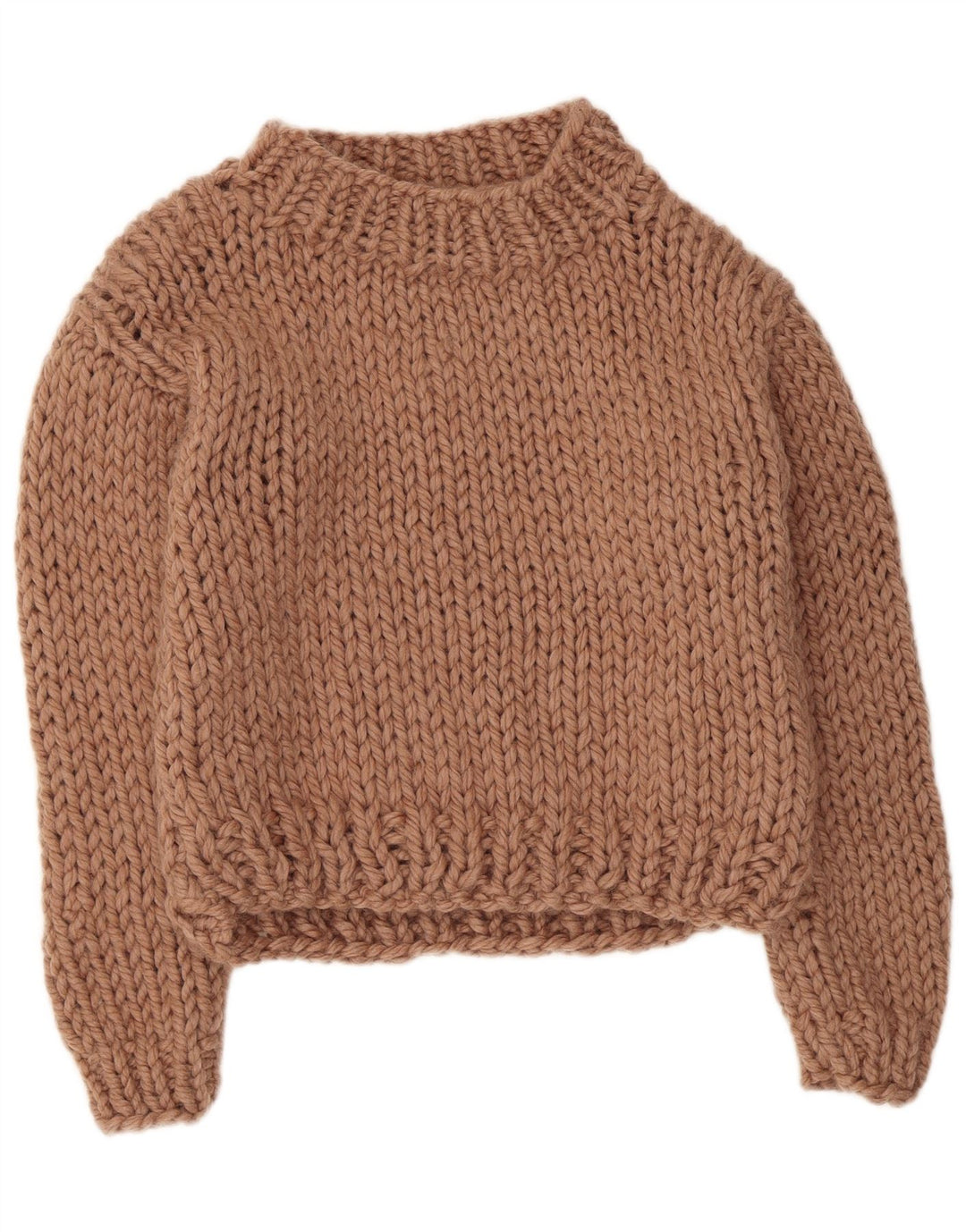 Vintage damski sweter z golfem UK 14 średni beż