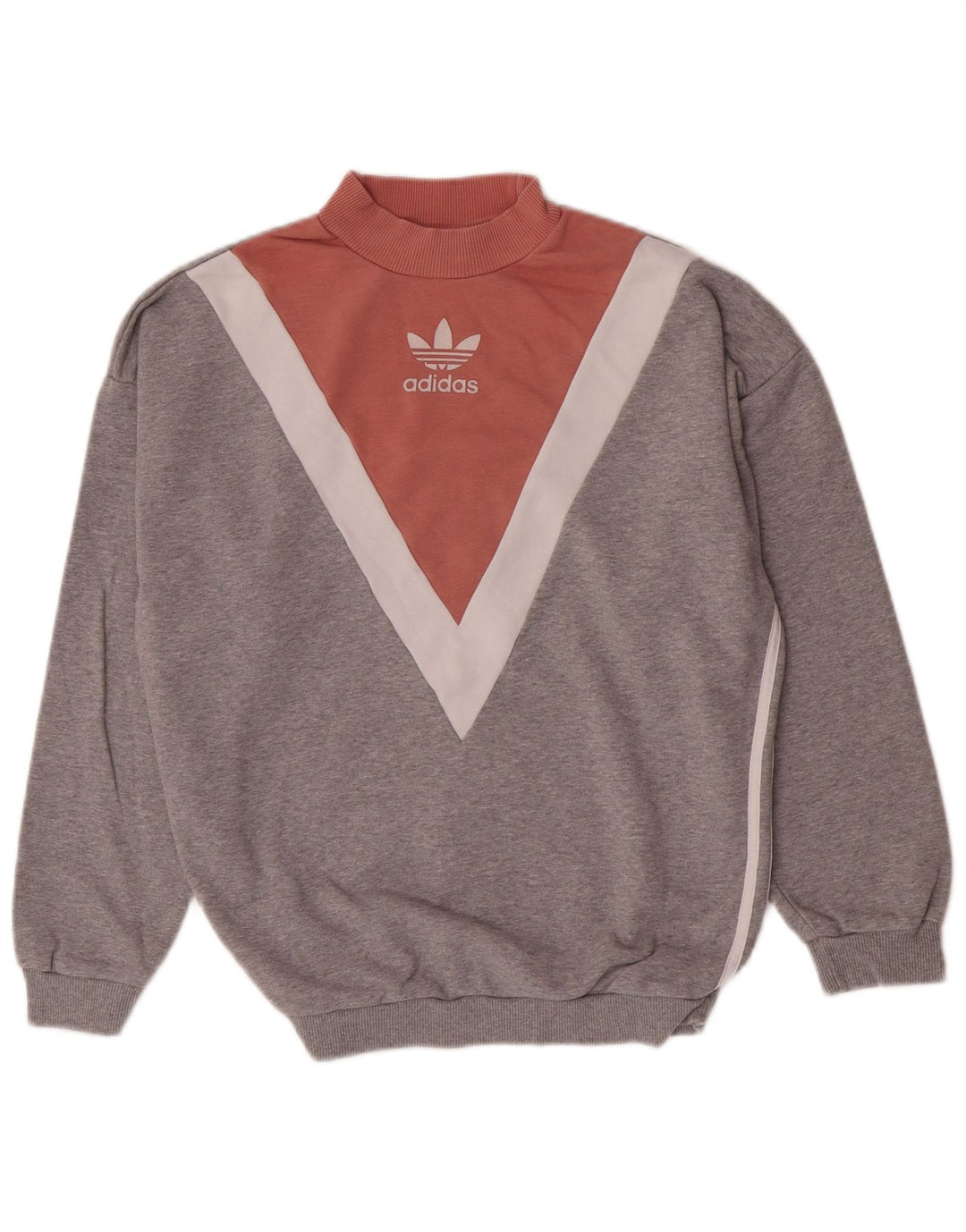 Damska bluza Adidas Jumper UK 12 Średnia szara bawełna z blokami kolorów