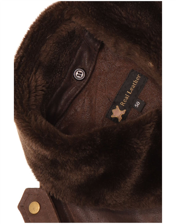 Vintage męska skórzana kurtka lotnicza IT 50 duża brązowa skóra