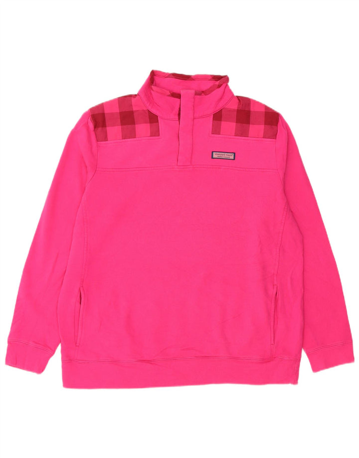 Męska bluza z kapturem Vineyard Vines, zapinana na guziki, mała, różowa, bawełniana kratka
