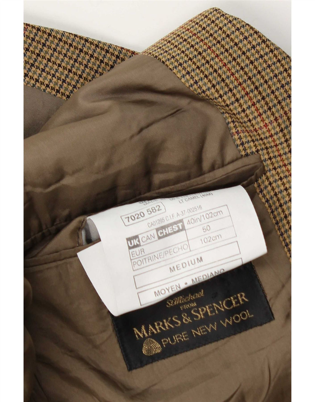 Marks & Spencer Męska marynarka zapinana na 2 guziki UK 40 w kolorze średniego beżu w pepitkę