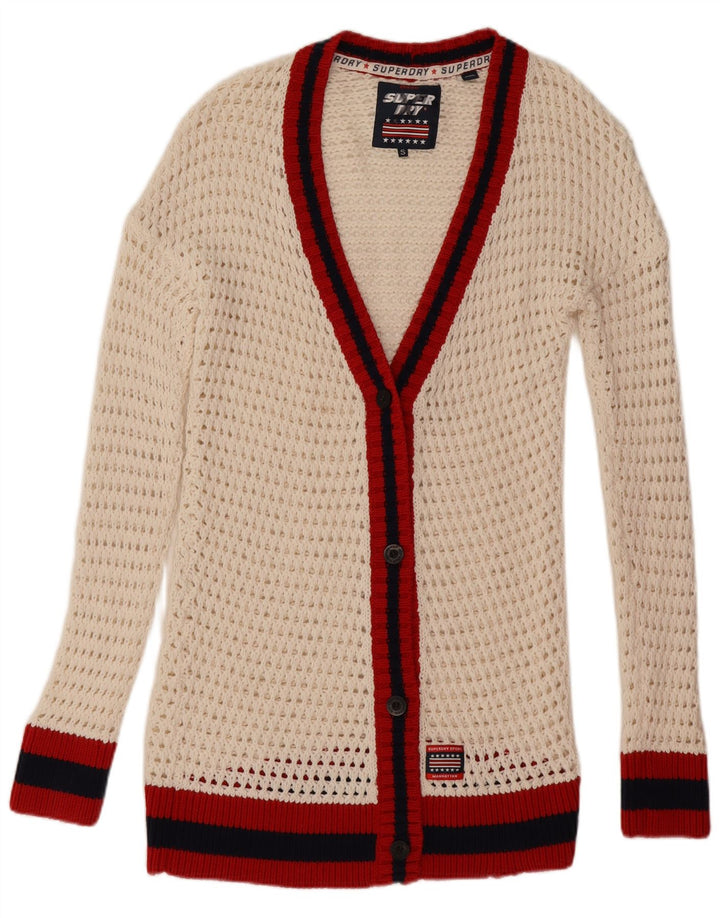 Damski sweter oversize Superdry UK 10, mały, biały, z blokami kolorów