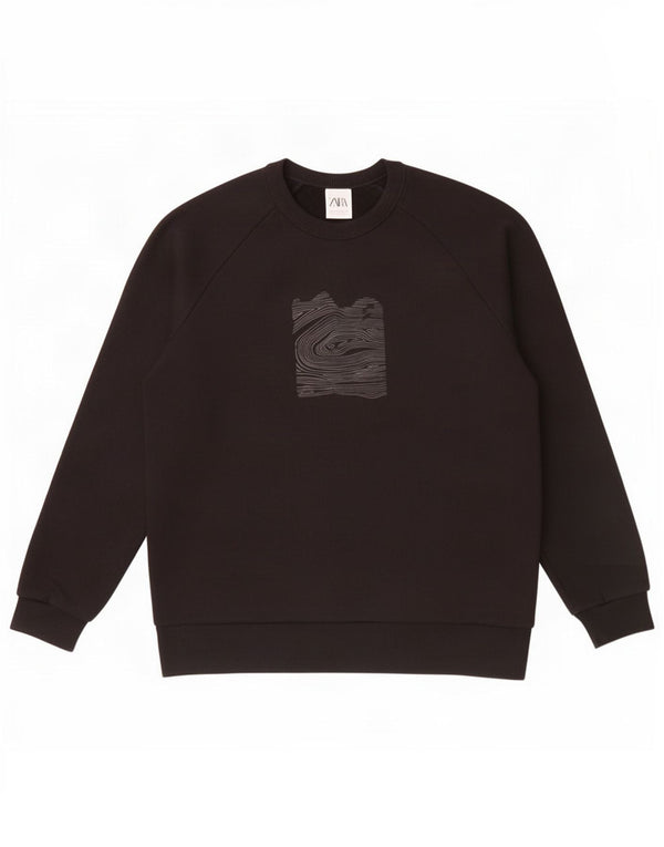 Zara Mens Graphic Sweatshirt Jumper Medium Black Cotton