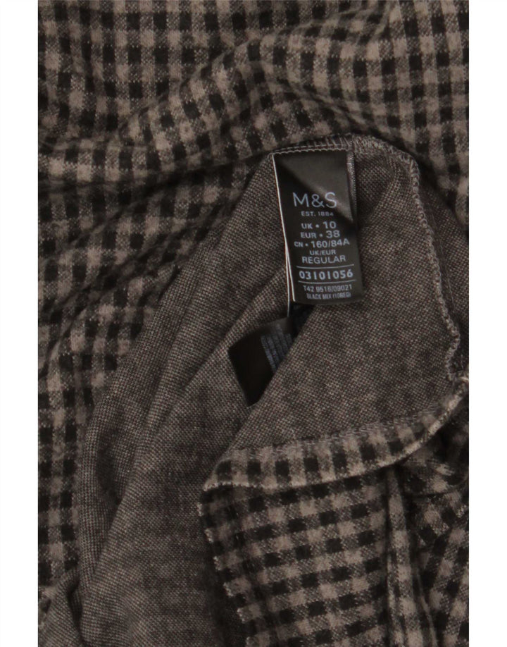 Marks & Spencer Damska sukienka typu shift z rękawem 3/4 UK 10, mała, szara kratka