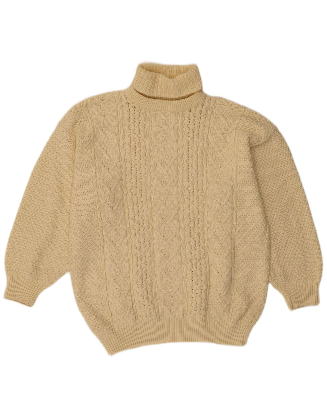 Sweter damski VINTAGE z golfem UK 18 XL w kolorze złamanej bieli, wełniany