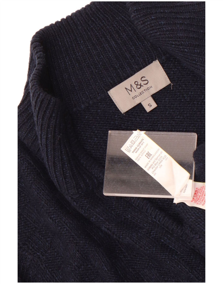 Marks & Spencer Męski sweter rozpinany, mały, granatowy, akrylowy