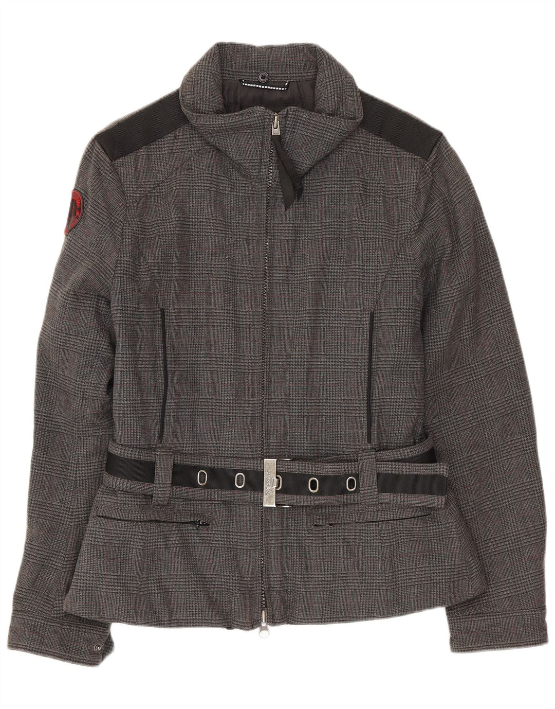 Damska kurtka bomberka Museum UK 14, średnia szara bawełna w pepitkę