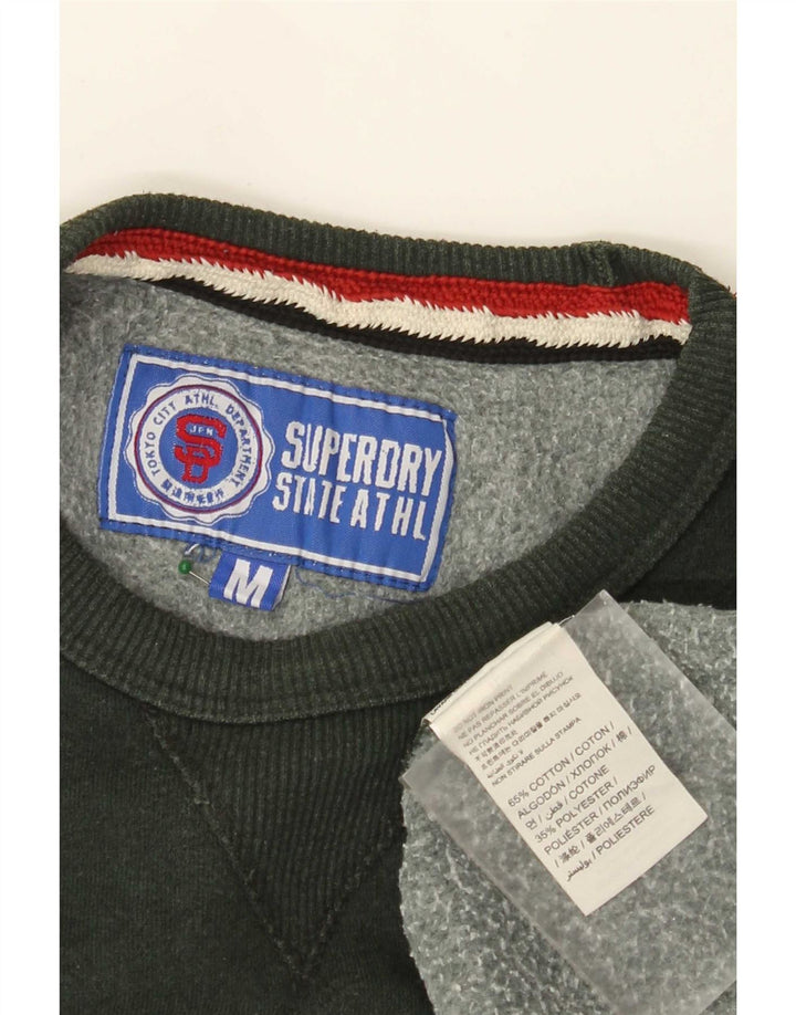 Męski sweter z grafiką Superdry, średniozielony, bawełniany