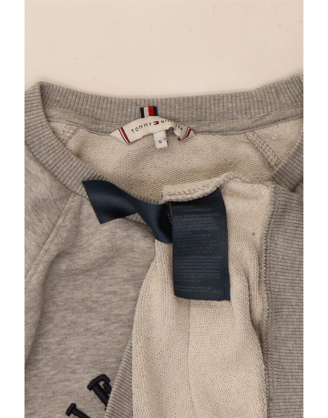 Damska bluza oversize z grafiką TOMMY HILFIGER UK 10 Small Grey