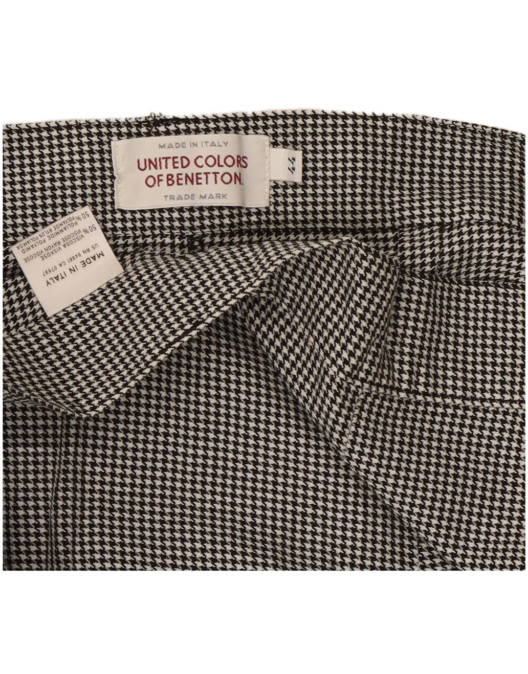 Spodnie damskie Benetton IT 44 Medium W28 L30 Czarne pepitkę