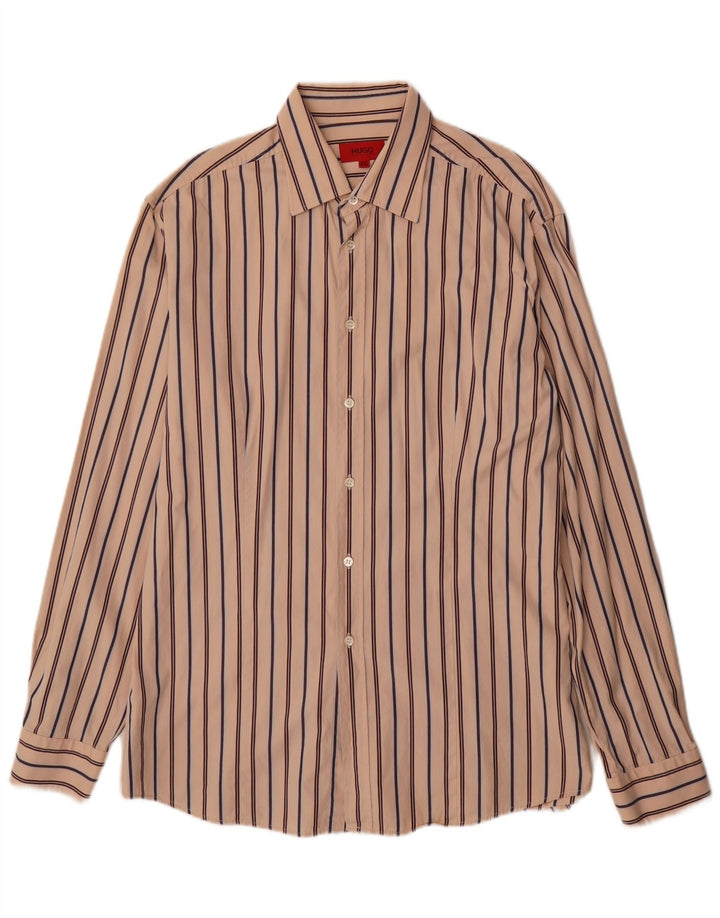 Koszula męska Hugo Boss 2XL, beżowa, bawełniana w paski
