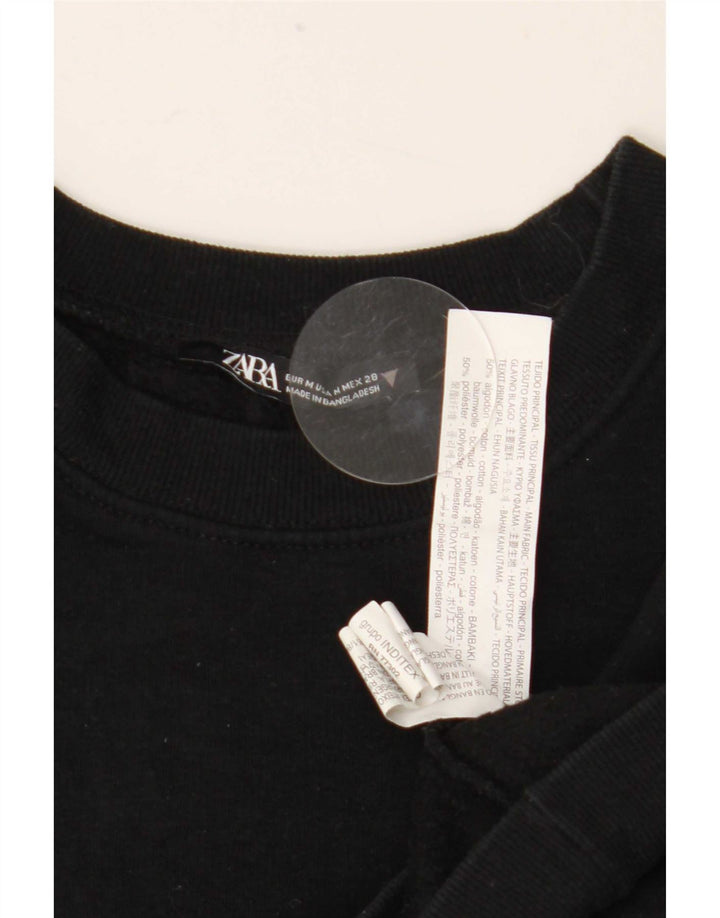 Damska bluza Zara Crop Jumper UK 14, średnia czarna bawełna