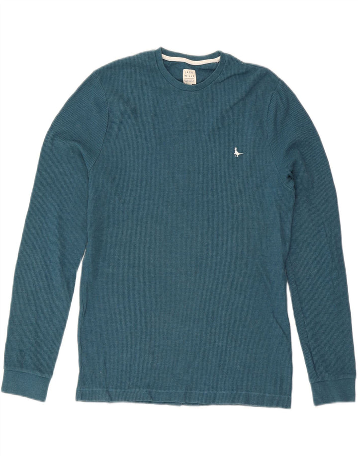 Jack Wills Męski top z długim rękawem, mały, niebieski, bawełniany
