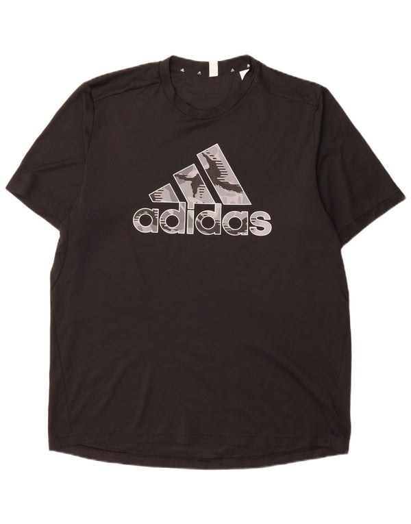 Męska koszulka Adidas Aeroready z grafiką, duża, czarna, poliestrowa