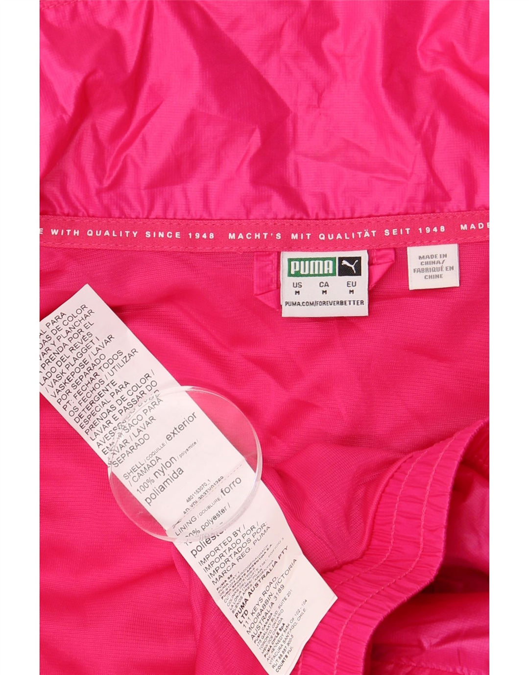 Damska kurtka dresowa PUMA o kroju oversize UK 14, średni różowy nylon