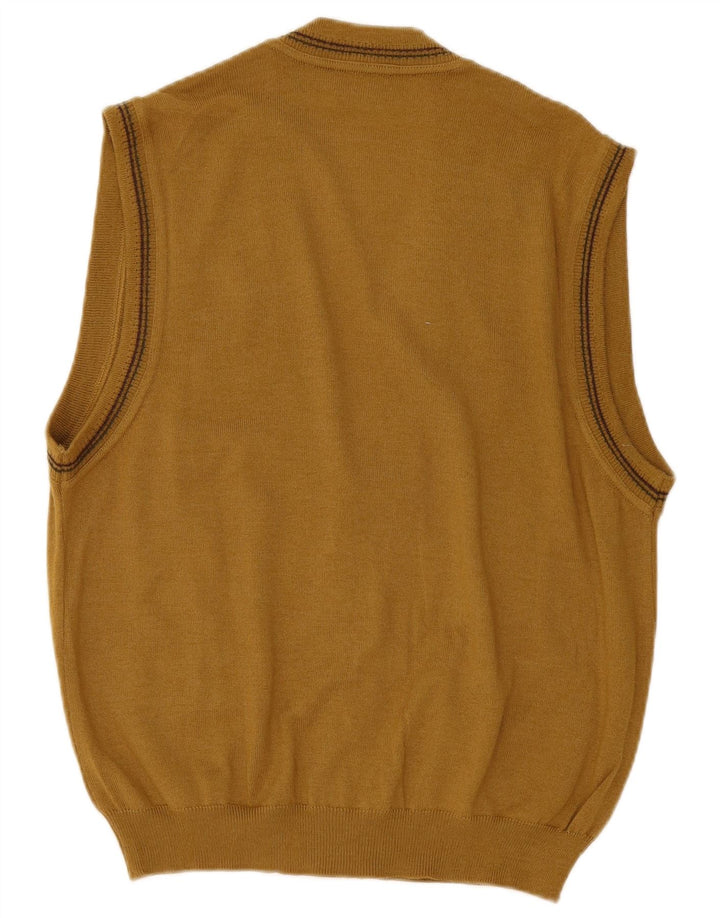 Męski sweter bez rękawów w stylu vintage, średnia wełna khaki