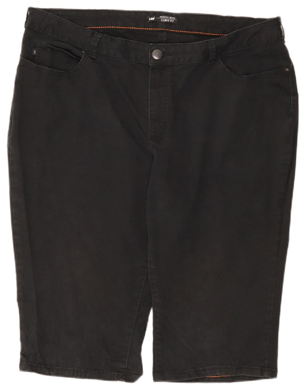 Lee Womens Curvy Fit High Waist Casual Shorts US 22 3XL W44  Black Cotton