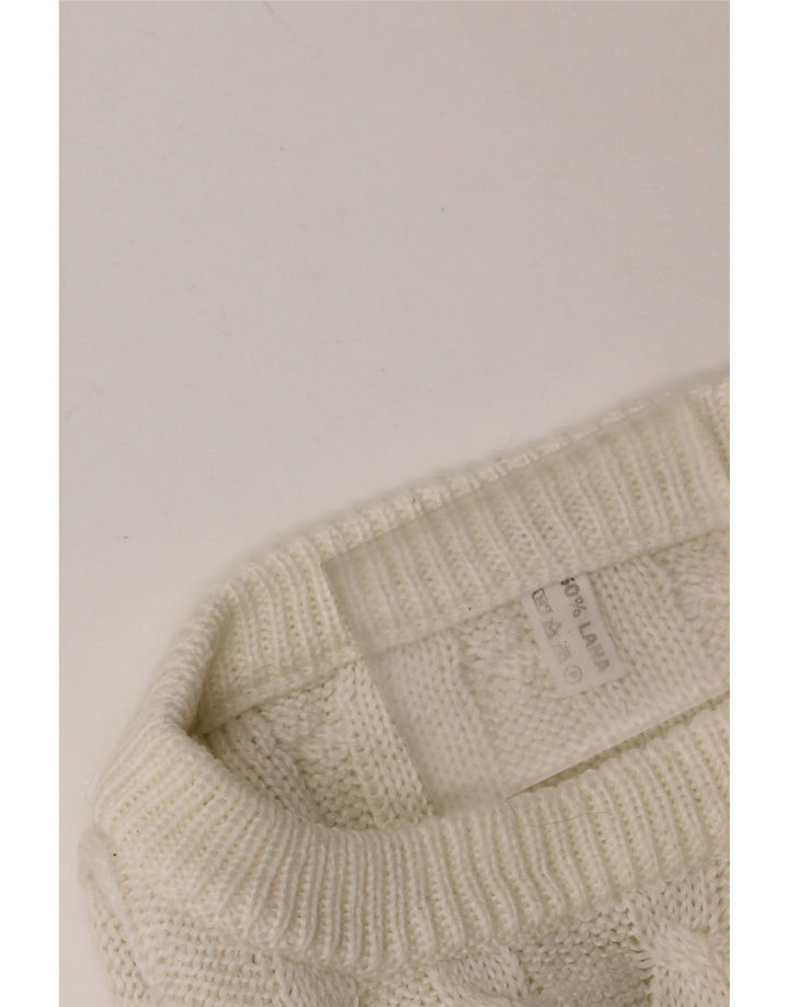 Sweter damski VINTAGE z okrągłym dekoltem UK 14, średnia biała wełna