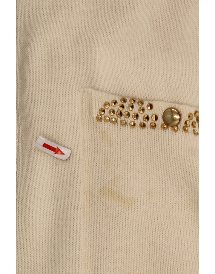 Damska bluzka koszulowa CIRO ESPOSITO UK 14, duża, wełniana w kolorze złamanej bieli