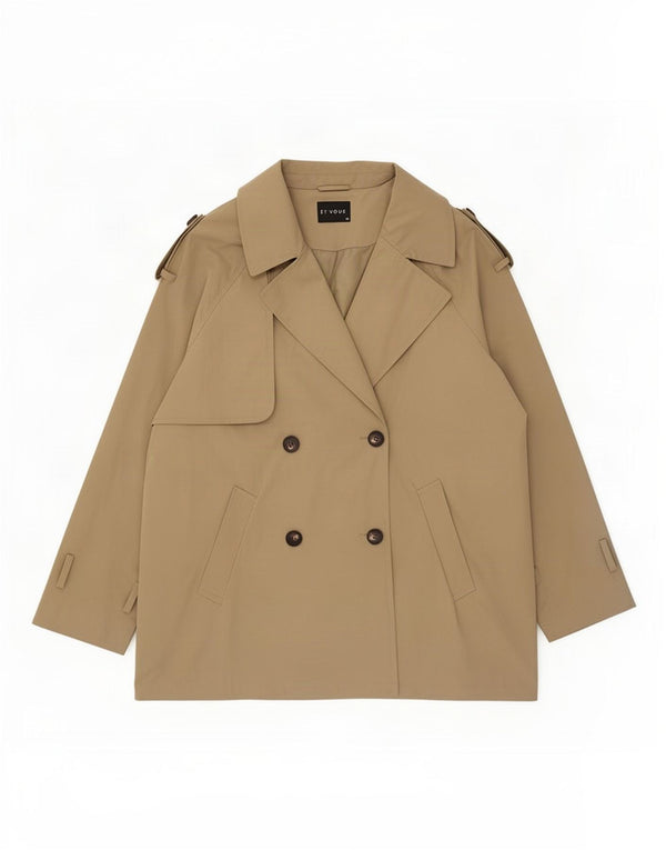 Et Vous Krótki trencz damski UK 20 2XL Khaki Poliester