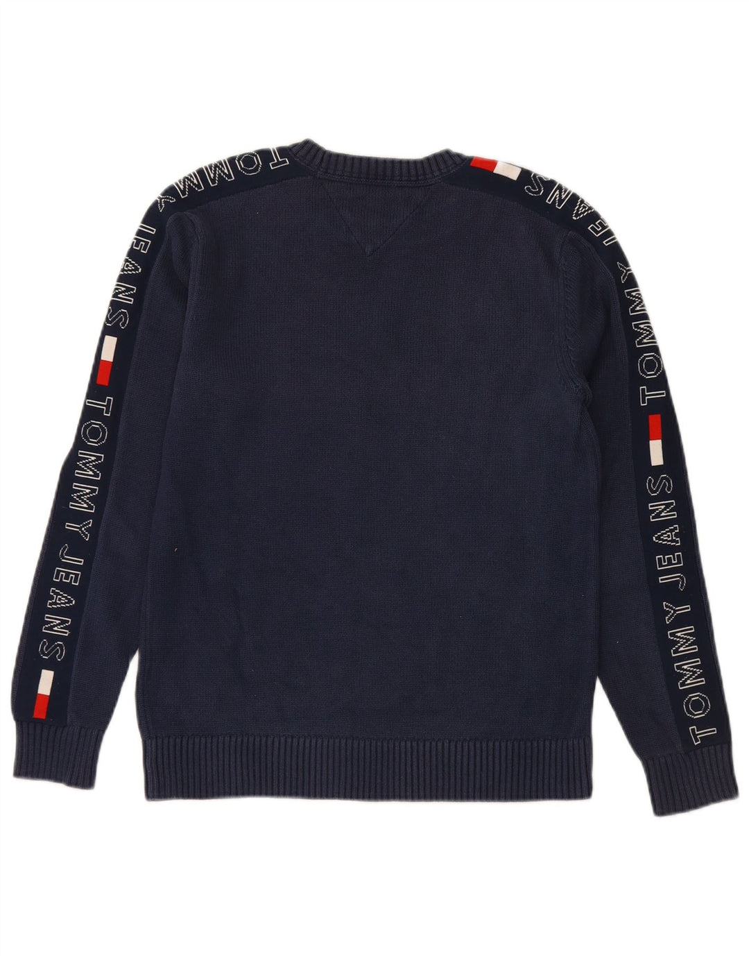 TOMMY HILFIGER Mens Graphic Crew Neck Jumper Sweater Small Navy Blue