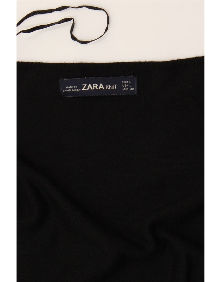Asymetryczny, otwarty sweter damski Zara UK 16, duży, czarny