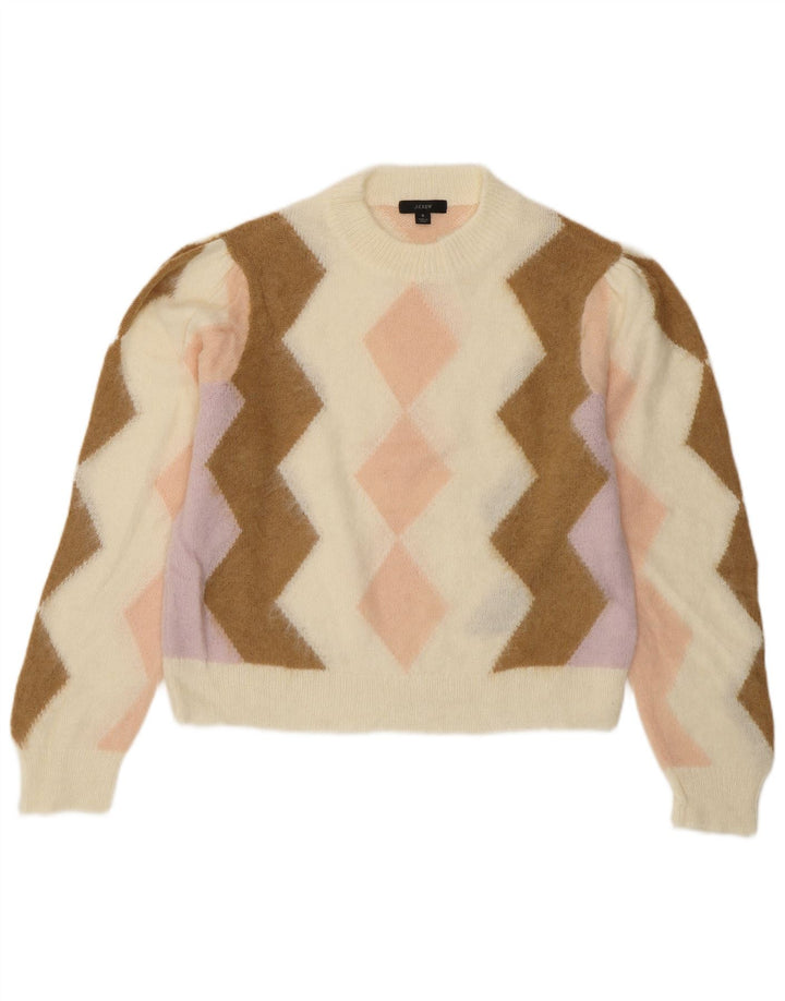 J. CREW Damski sweter z okrągłym dekoltem, UK 10, mały, w kolorze złamanej bieli