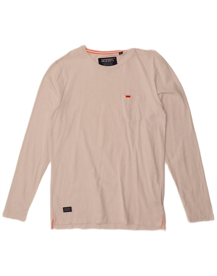 Superdry męski top z długim rękawem, duży, biały, bawełniany