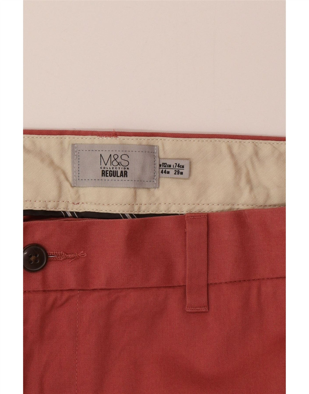 Męskie spodnie typu chino Regular Marks & Spencer W44 L29 Różowa bawełna