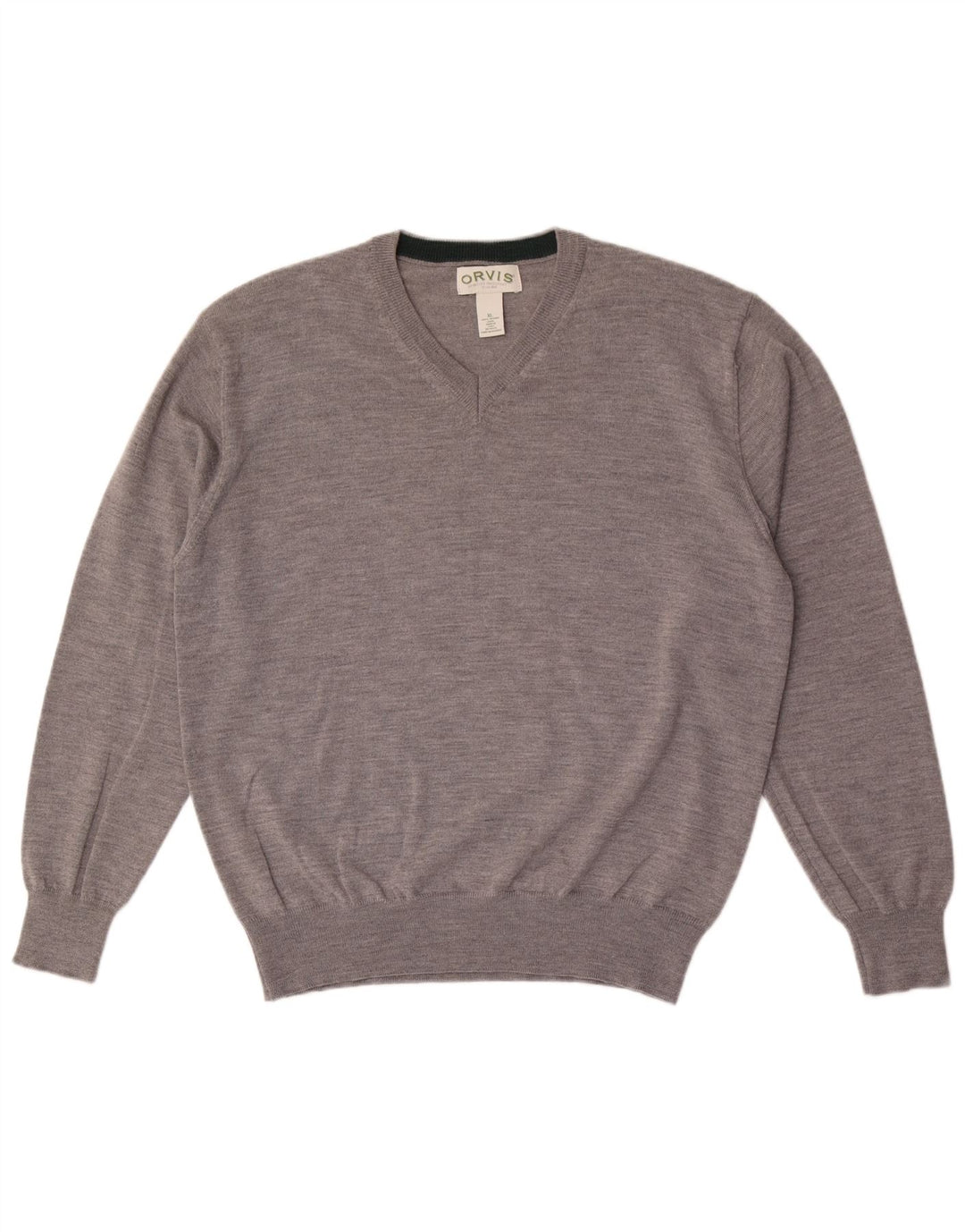 ORVIS Męski sweter z dekoltem w kształcie litery V XL, szara wełna