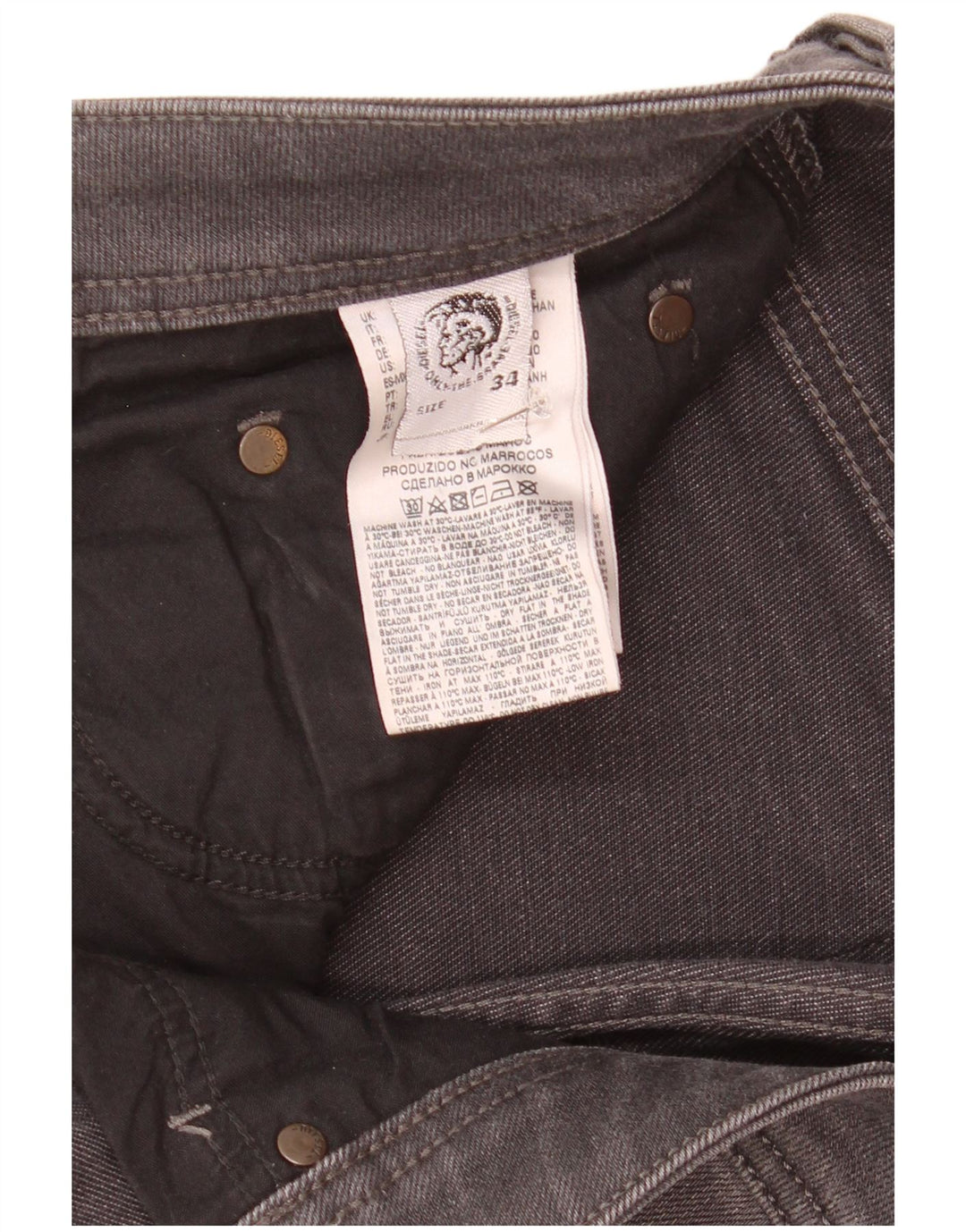 Męskie jeansy Diesel Slim W34 L30 Szara bawełna