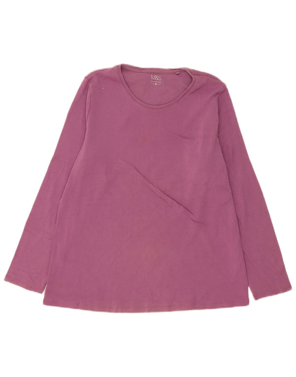Marks & Spencer Damski top z długim rękawem UK 20 2XL Różowy, bawełniany